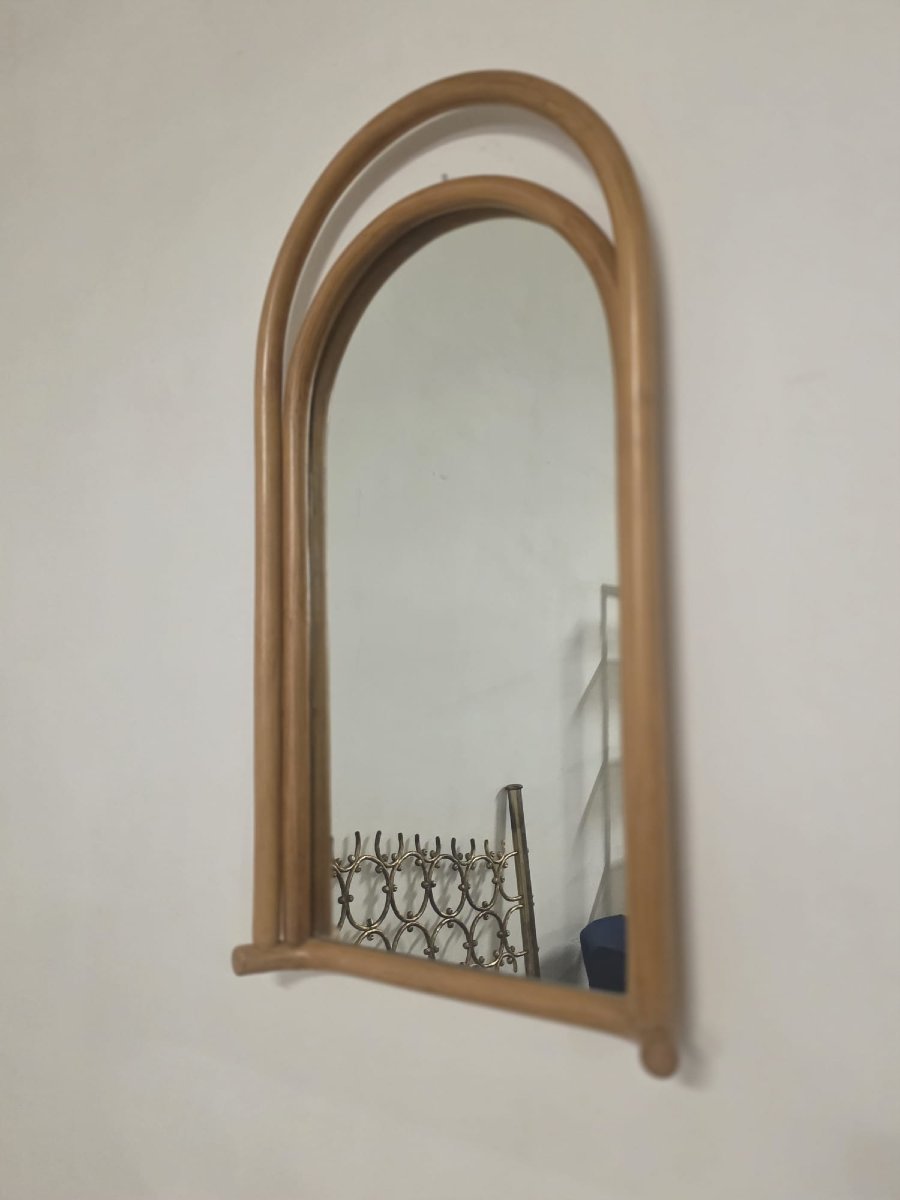 Consolle in bambù con specchio.-photo-1