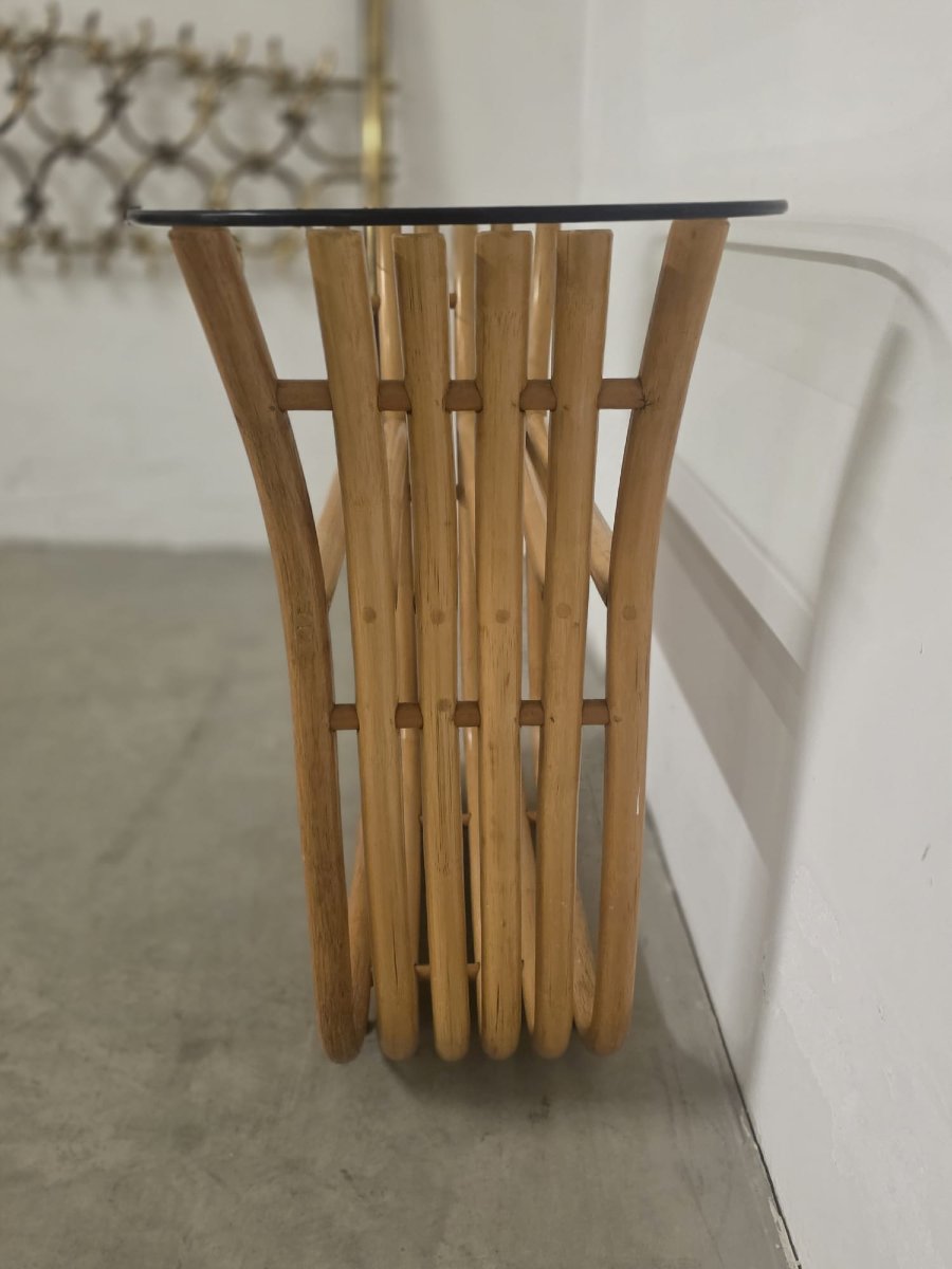 Consolle in bambù con specchio.-photo-2