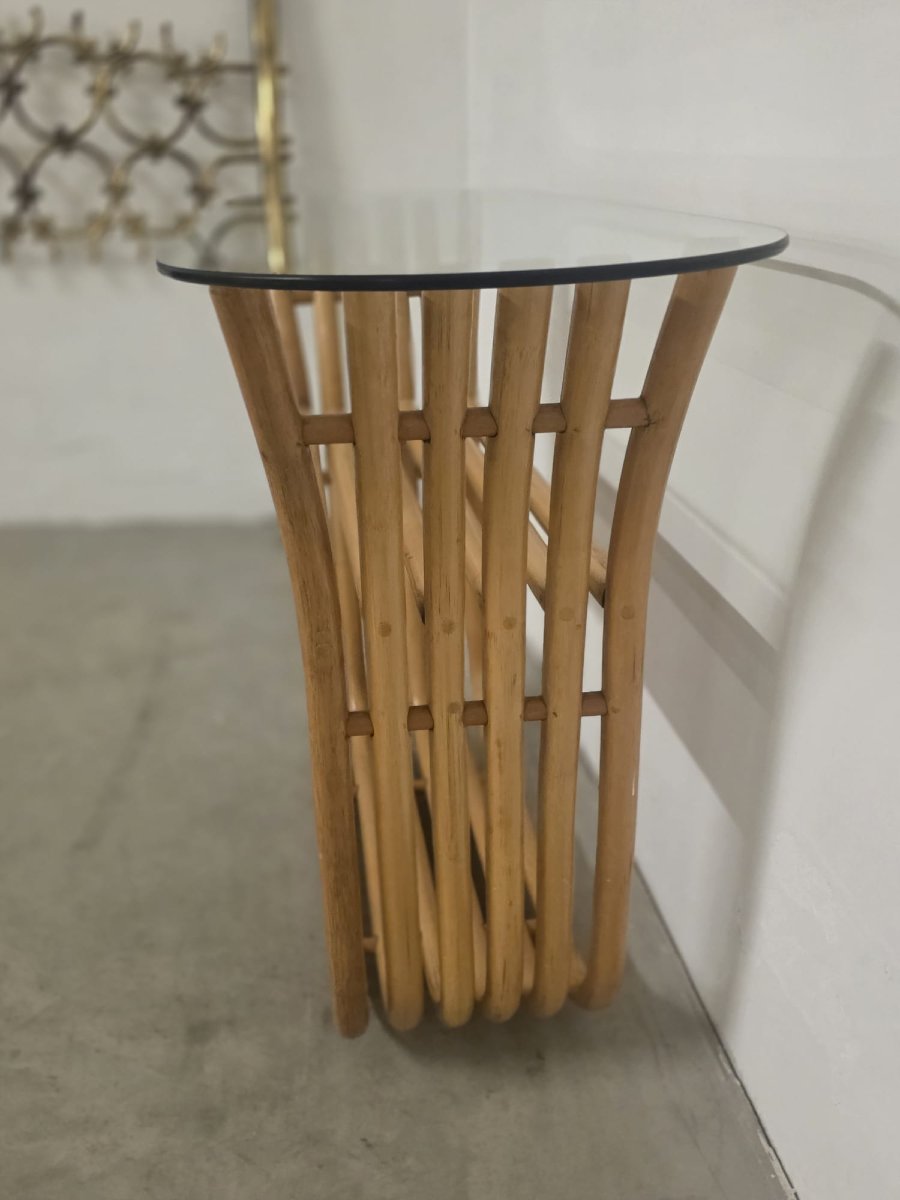 Consolle in bambù con specchio.-photo-3