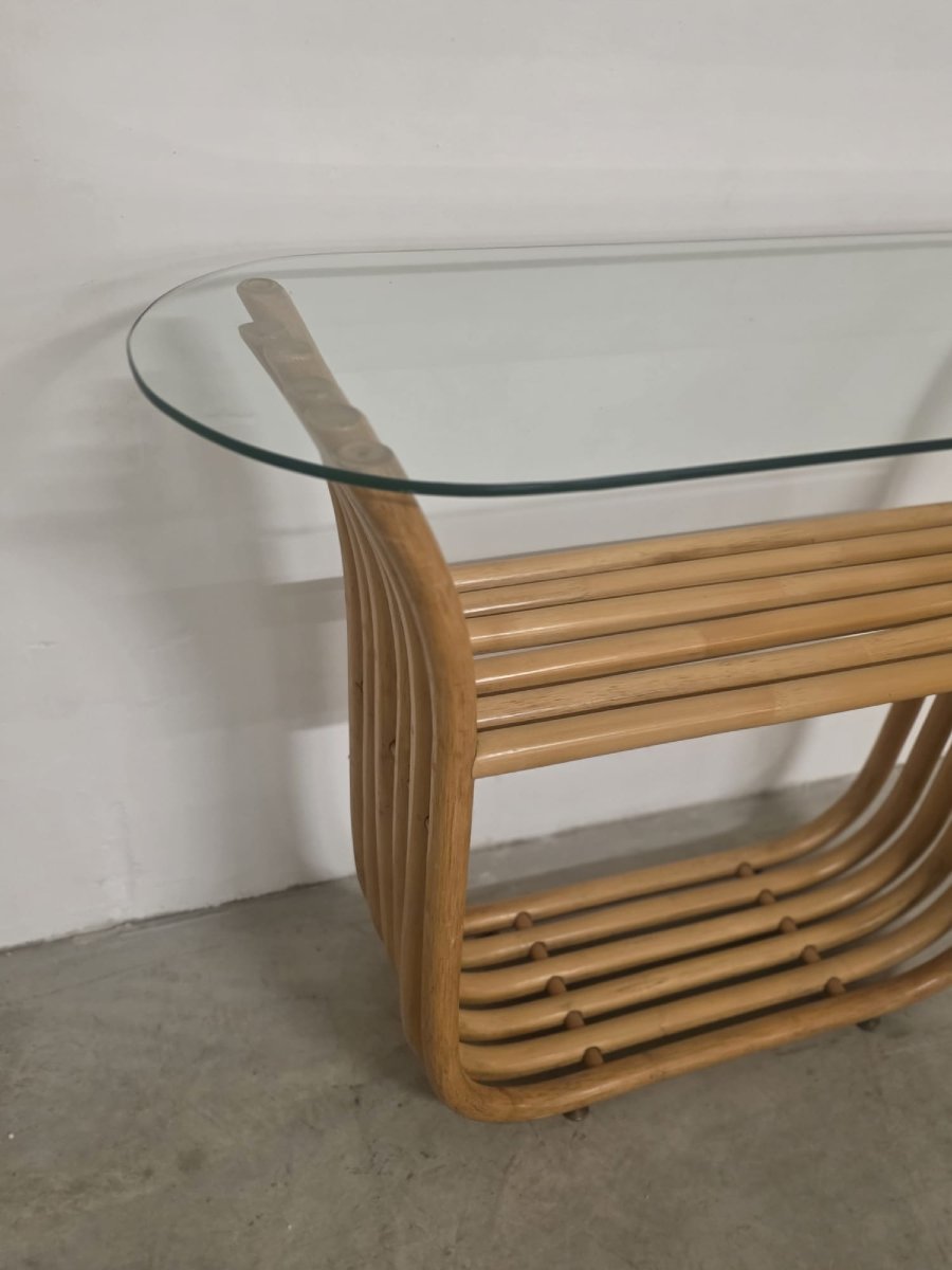 Consolle in bambù con specchio.-photo-4