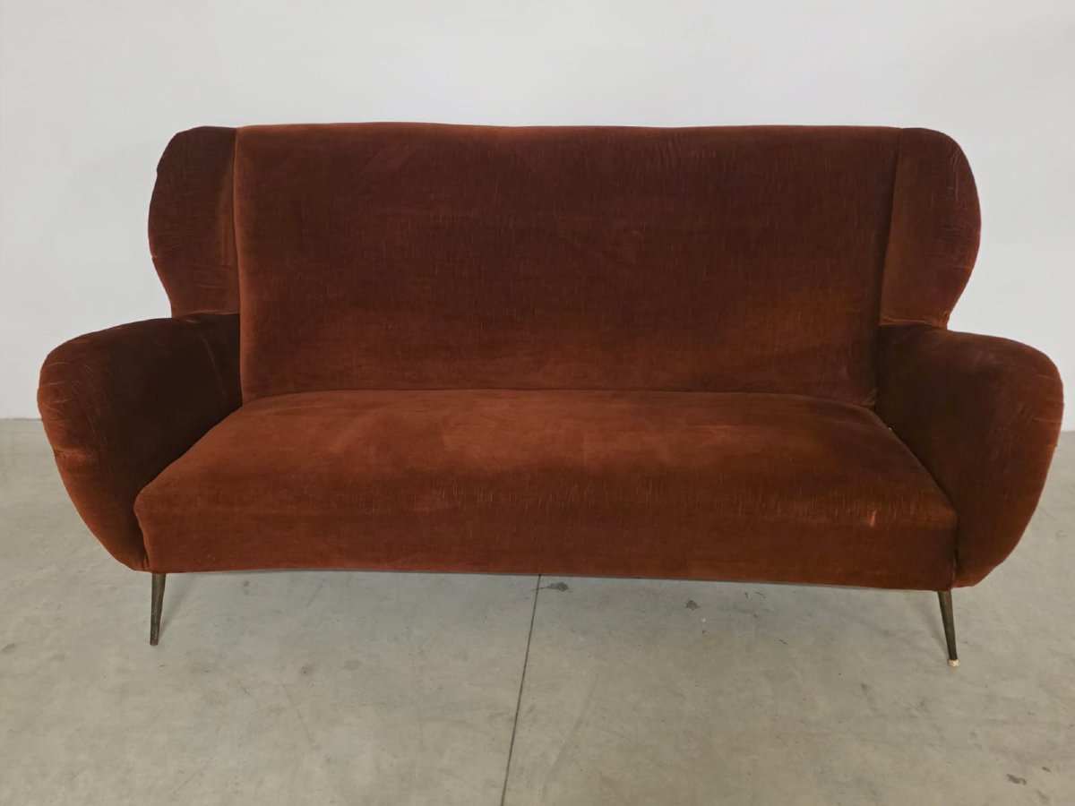 Divano tre posti in velluto anni 50'.-photo-4