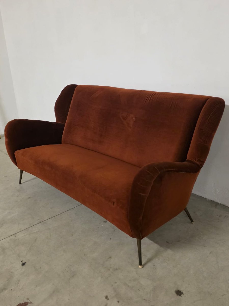 Divano tre posti in velluto anni 50'.-photo-3