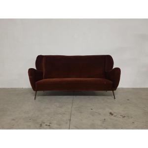 Divano tre posti in velluto anni 50'.