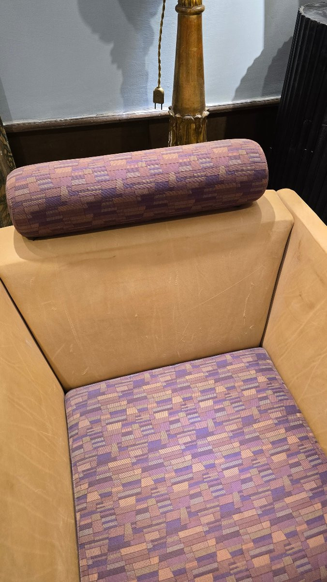 .Coppia di poltrone "Eastside" di Sottsass per Knoll (1983). Edizione limitata con gambe smalta-photo-2