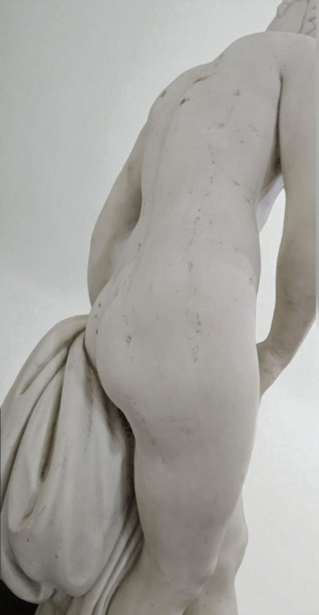 Scultura in marmo bianco statuario, XIX secolo. "Venere" di Falconet (1716-1791)-photo-3