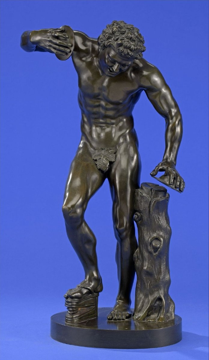 Scultura "Fauno con cembali", bronzo, XIX secolo, firmato Duchemin-photo-2