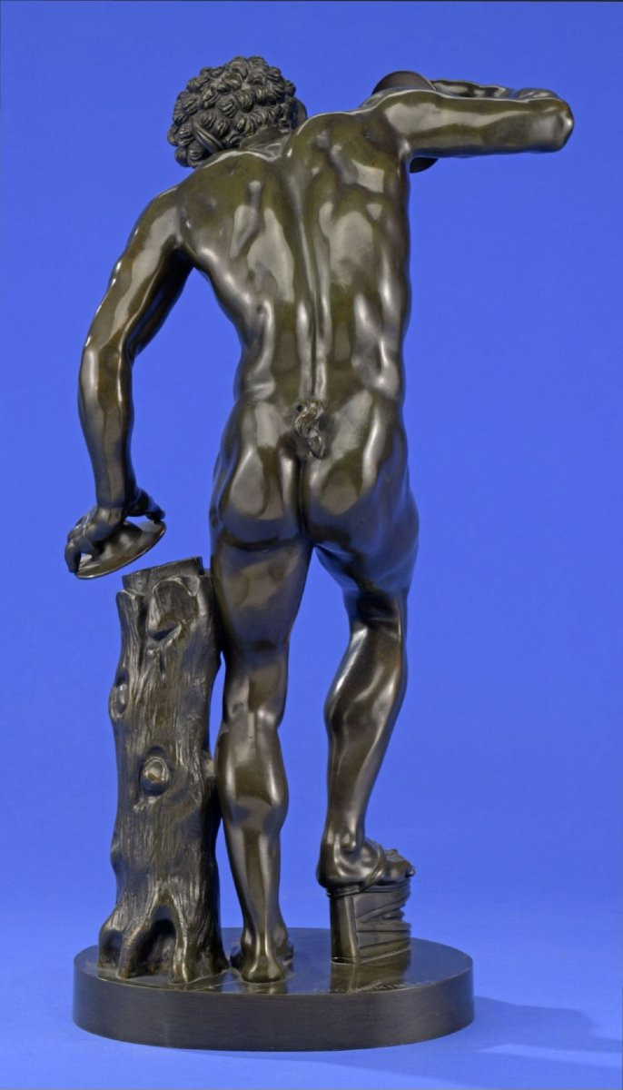 Scultura "Fauno con cembali", bronzo, XIX secolo, firmato Duchemin-photo-3