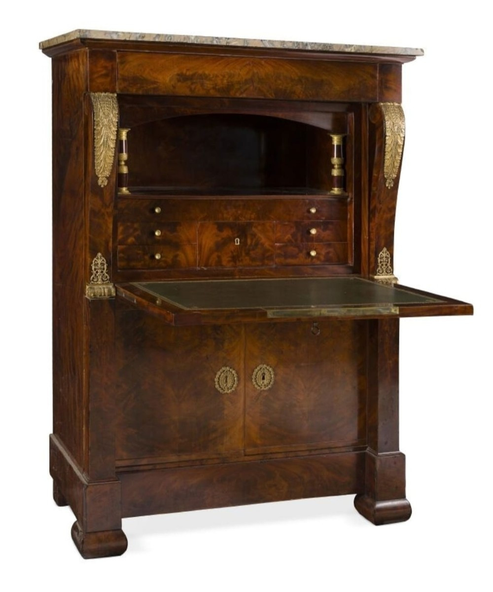 Secretaire francese, Mogano e bronzo dorato, XIX secolo-photo-2