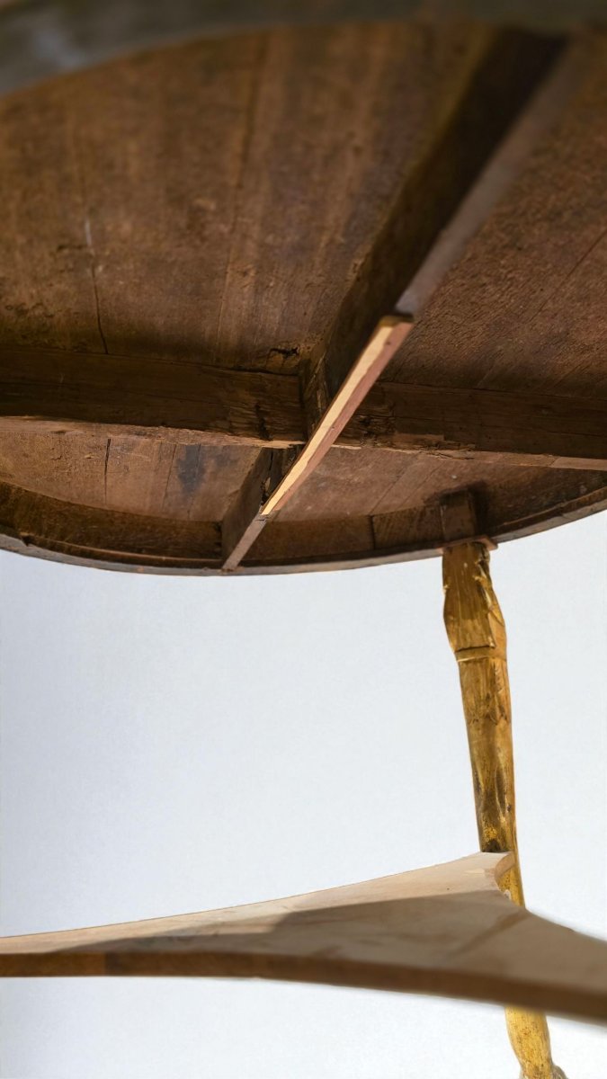 Tavolo "Ritorno dall'Egitto", XIX secolo, Italia, Placcatura in ciliego e sfingi dorate-photo-5