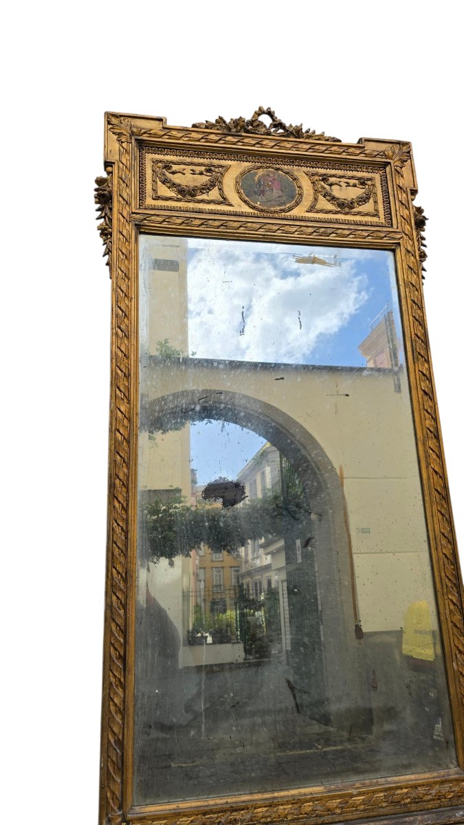 Consolle con specchio, XIX secolo, stile Napoleone III, legno dorato-photo-7