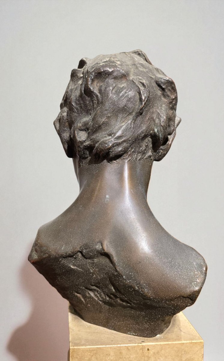 FRANCESCO PARENTE, Scultura in bronzo "Testa di ragazzo", firmata e timbrata Chiurazzi-photo-3