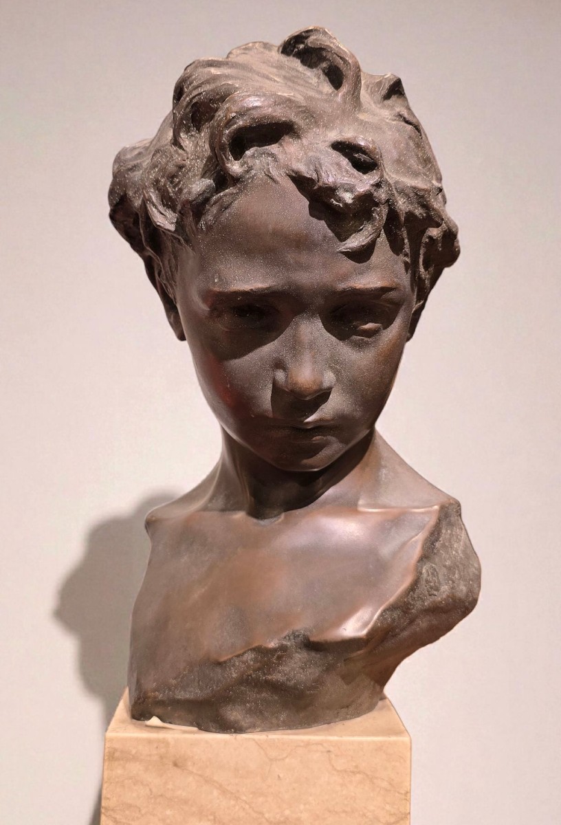 FRANCESCO PARENTE, Scultura in bronzo "Testa di ragazzo", firmata e timbrata Chiurazzi-photo-8