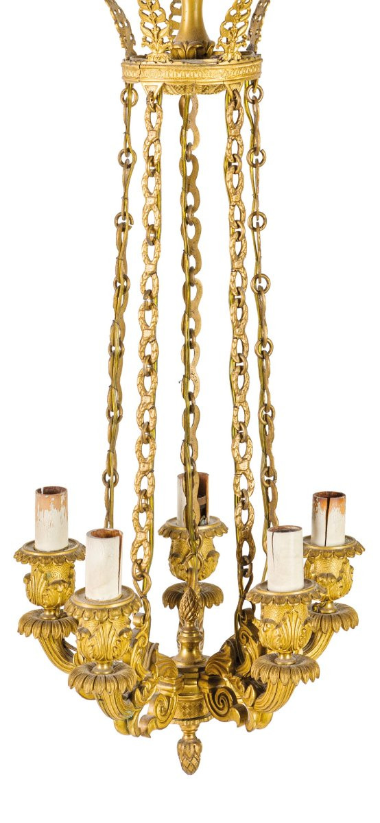 LAMPADARIO IN BRONZO E CRISTALLO, Carlo X,  XIX SECOLO-photo-3