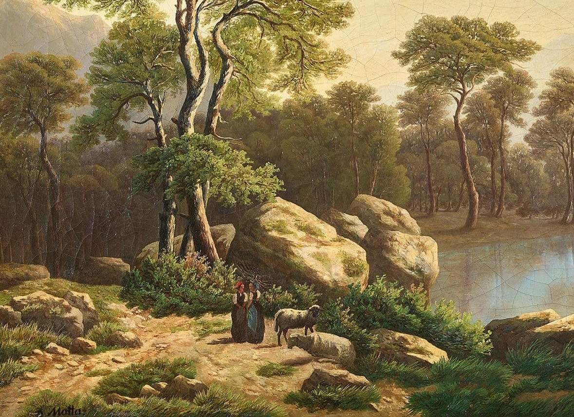 MOTTA, DENIS (1821 - 1889), Paesaggio marino con personaggi.-photo-3