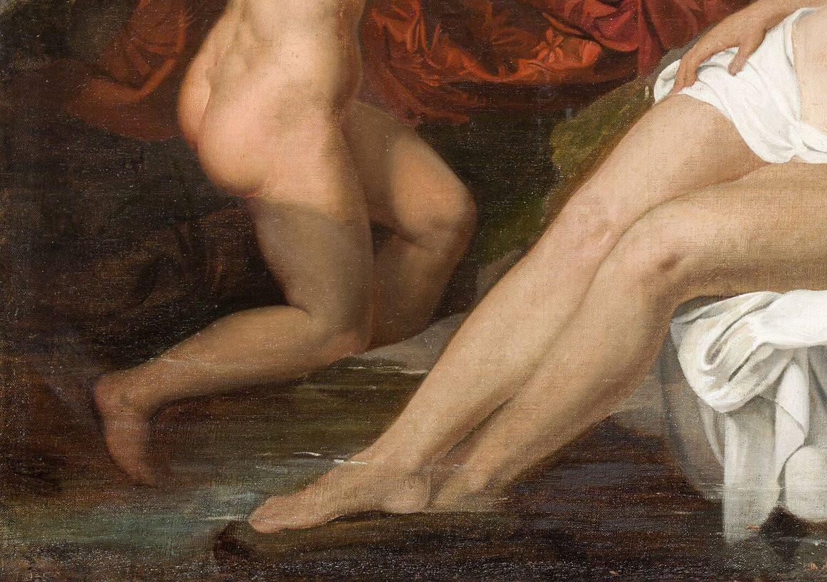 Dipinto neoclassico, "Venere al bagno", fine XVIII/inizio XIX secolo, olio su tela-photo-2