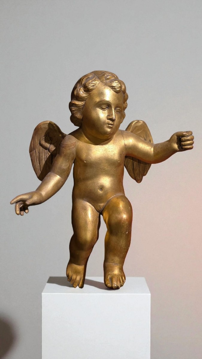 Coppia di angeli in legno dorato, fine XVII secolo, Italia-photo-2