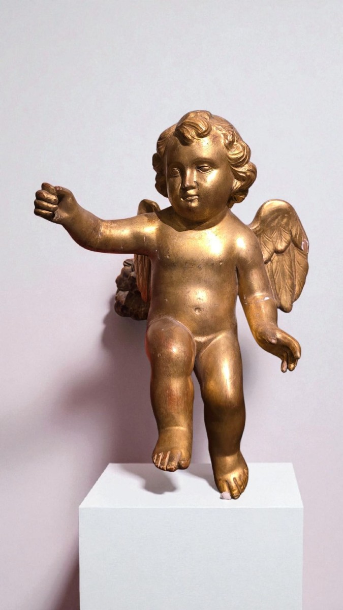 Coppia di angeli in legno dorato, fine XVII secolo, Italia-photo-3