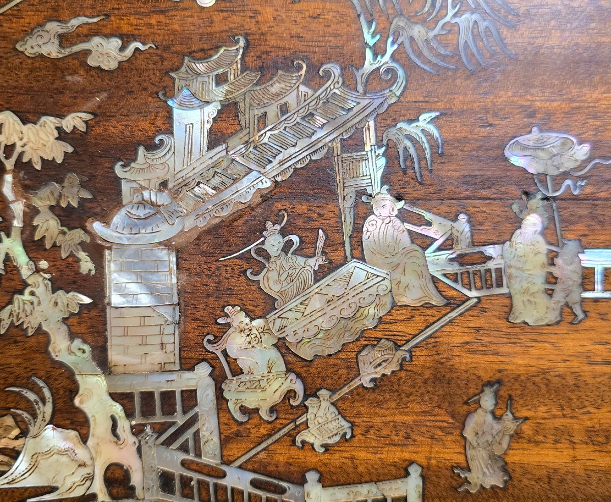 Vassoio ovale in legno e madreperla (Cina meridionale/Indocina), fine XIX secolo-photo-4