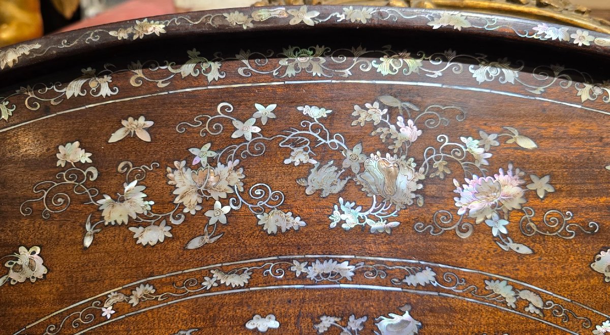 Vassoio ovale in legno e madreperla (Cina meridionale/Indocina), fine XIX secolo-photo-1