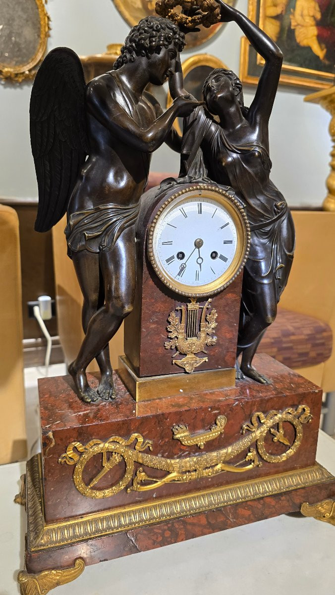 Pendolo di Amore e Psiche, da Claude Michallon, Impero XIX secolo-photo-2