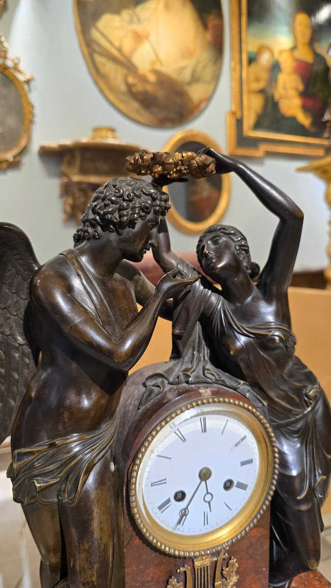 Pendolo di Amore e Psiche, da Claude Michallon, Impero XIX secolo-photo-3