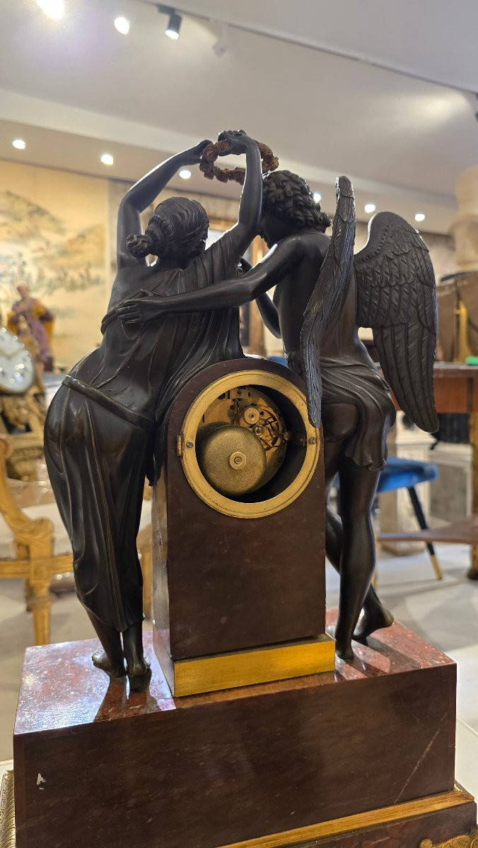 Pendolo di Amore e Psiche, da Claude Michallon, Impero XIX secolo-photo-3