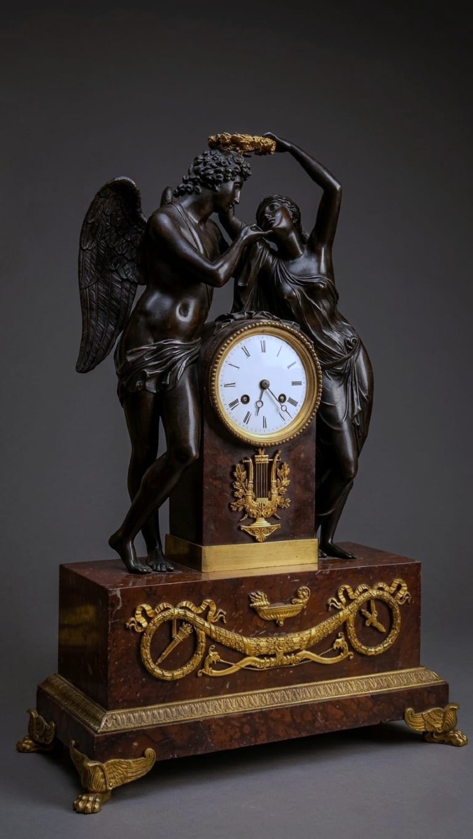 Pendolo di Amore e Psiche, da Claude Michallon, Impero XIX secolo