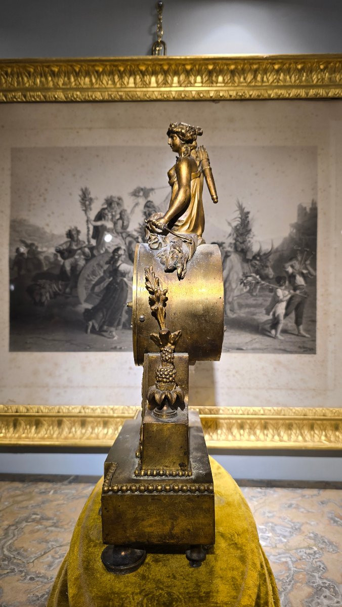 Raro orologio Direttorio in bronzo dorato, 1793, firmato Cachard-photo-3