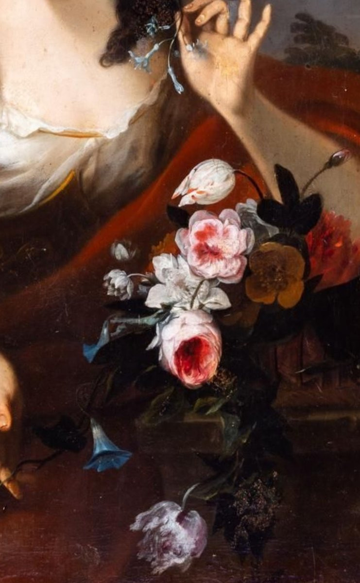 Allegoria, Ritratto come "Flora", XVIII secolo, olio su tela, Italia-photo-2