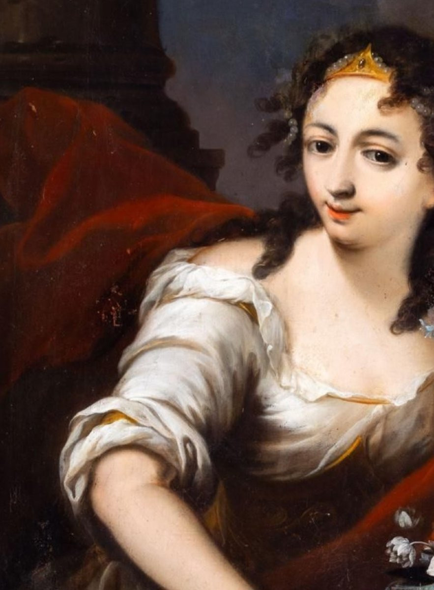 Allegoria, Ritratto come "Flora", XVIII secolo, olio su tela, Italia-photo-3