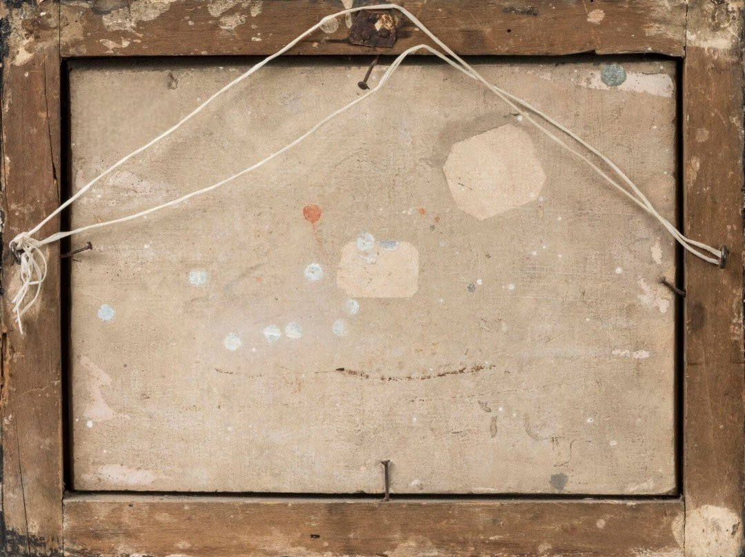 Placca in terracotta, Castelli, XVIII secolo, raff. "Paesaggio con figure e castello"-photo-2