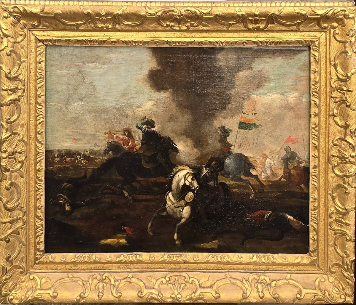 Scena di battaglia del XVII secolo.  "Scontro di cavalleria"