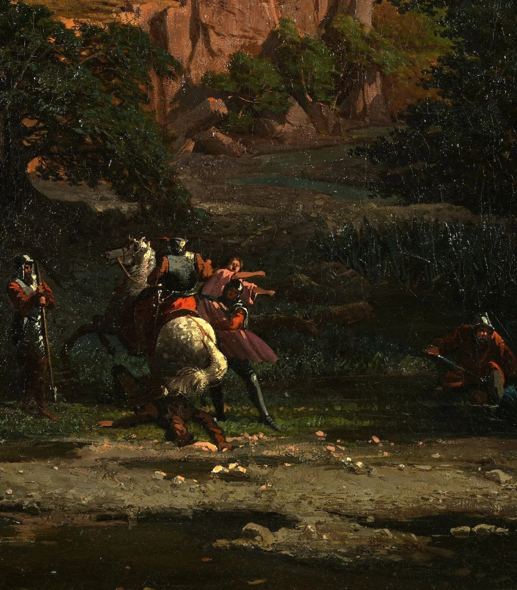 Alessandro LA VOLPE (c. 1820 - 1887) Paesaggio con rovine, Olio su tela. Firmato e datato 1859-photo-3