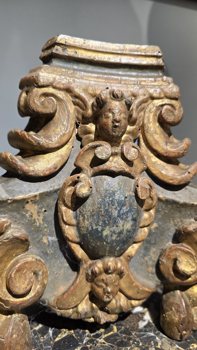 Rara base in legno intagliato e dorato – Fine XVI/Inizio XVII secolo. Italia Meridionale-photo-2