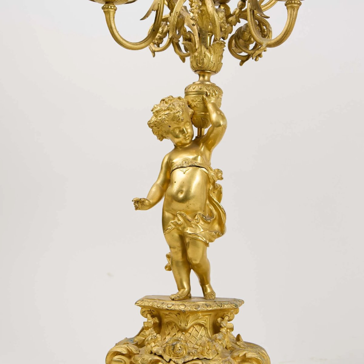 Coppia di candelabri a sei luci, in bronzo dorato, Napoleone III, XIX secolo-photo-4