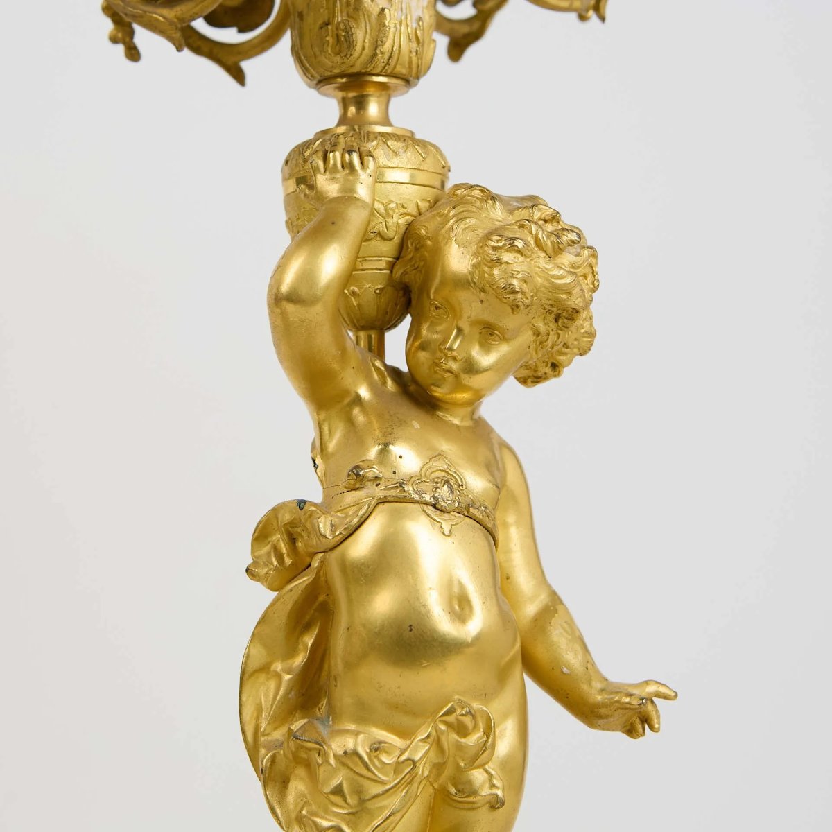 Coppia di candelabri a sei luci, in bronzo dorato, Napoleone III, XIX secolo-photo-6