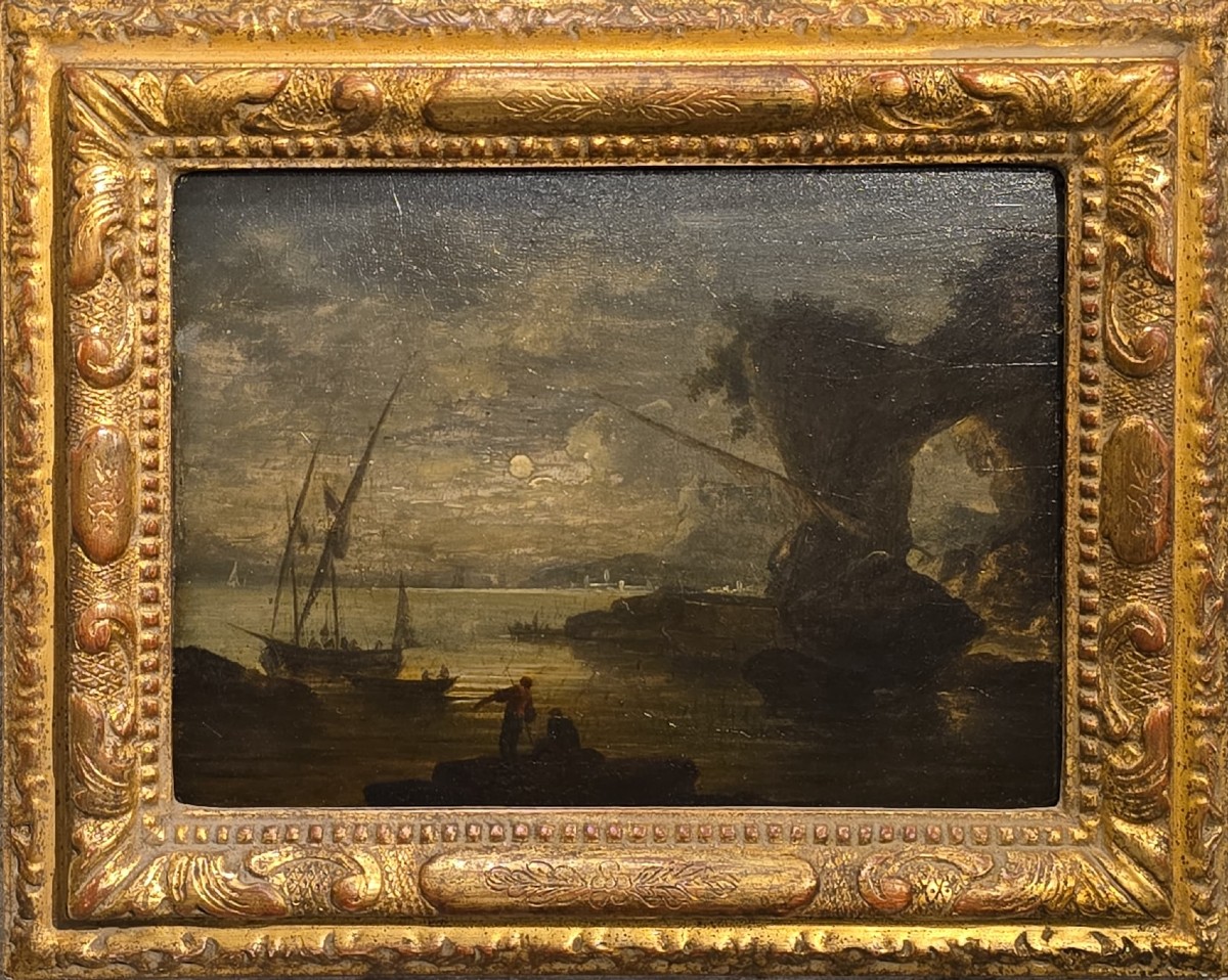 Dipinto, olio su tavola, Souvenir di Napoli, Pierre-Jacques Volaire, XIX secolo