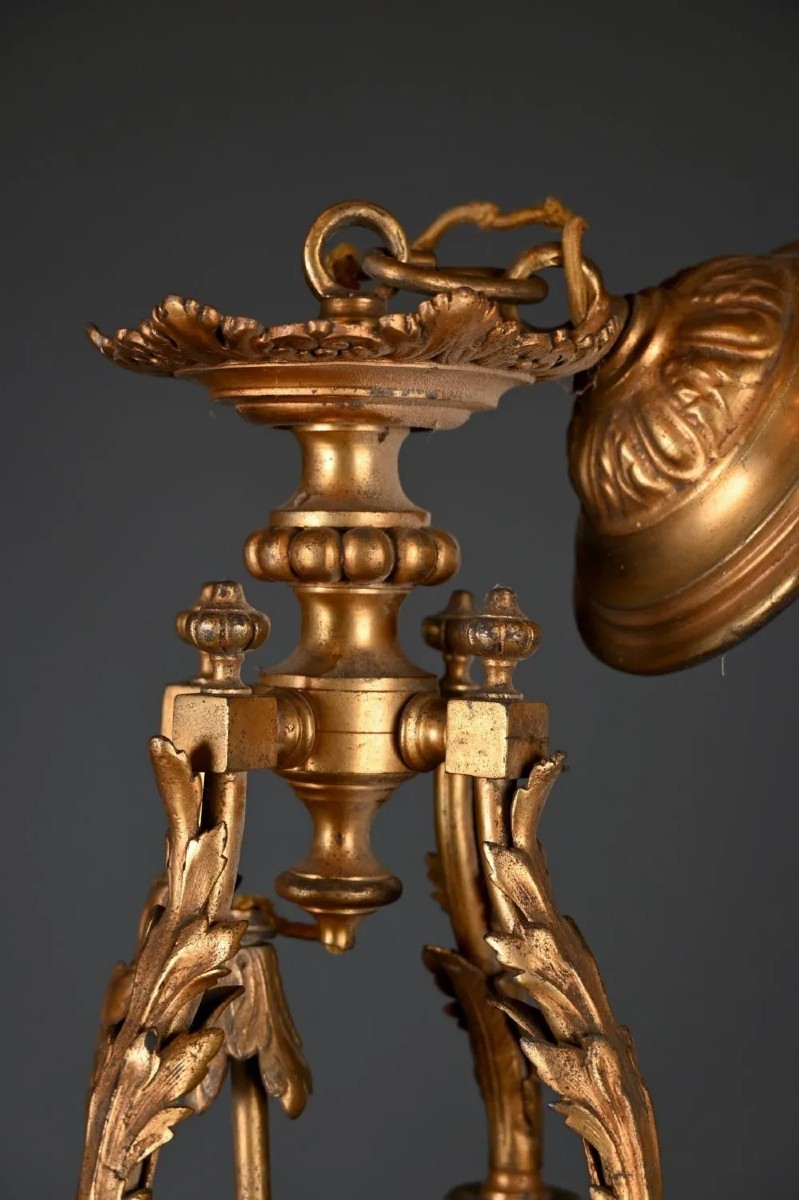 Lanterna a sospesione antica - Nap III - Fine XIX secolo - Bronzo dorato-photo-3