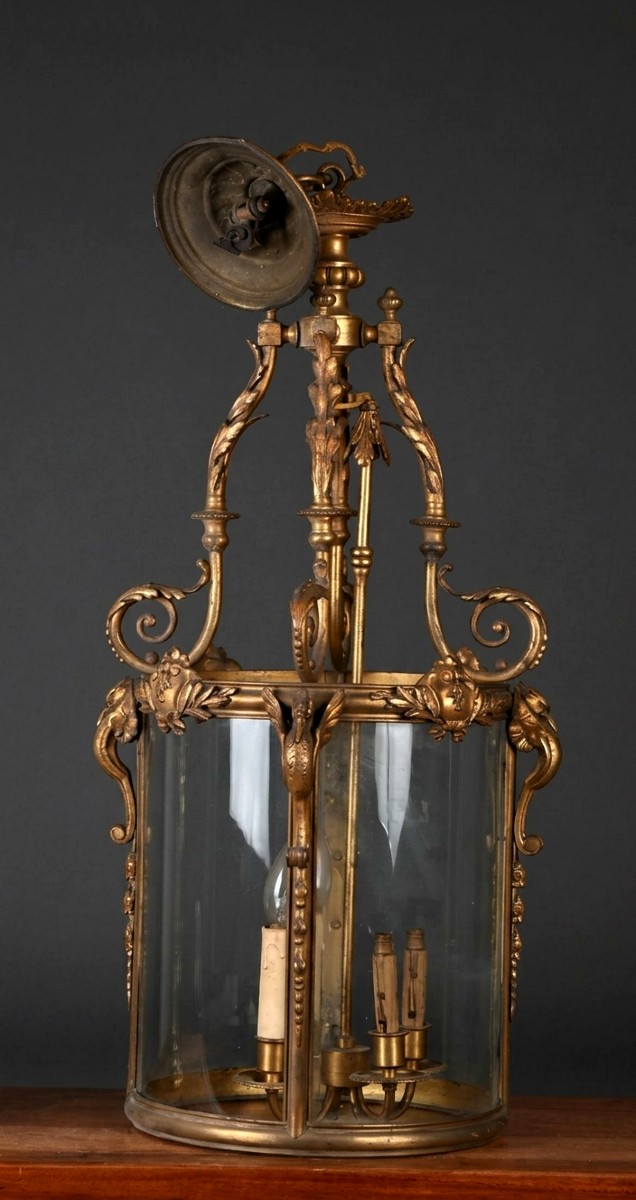 Lanterna a sospesione antica - Nap III - Fine XIX secolo - Bronzo dorato