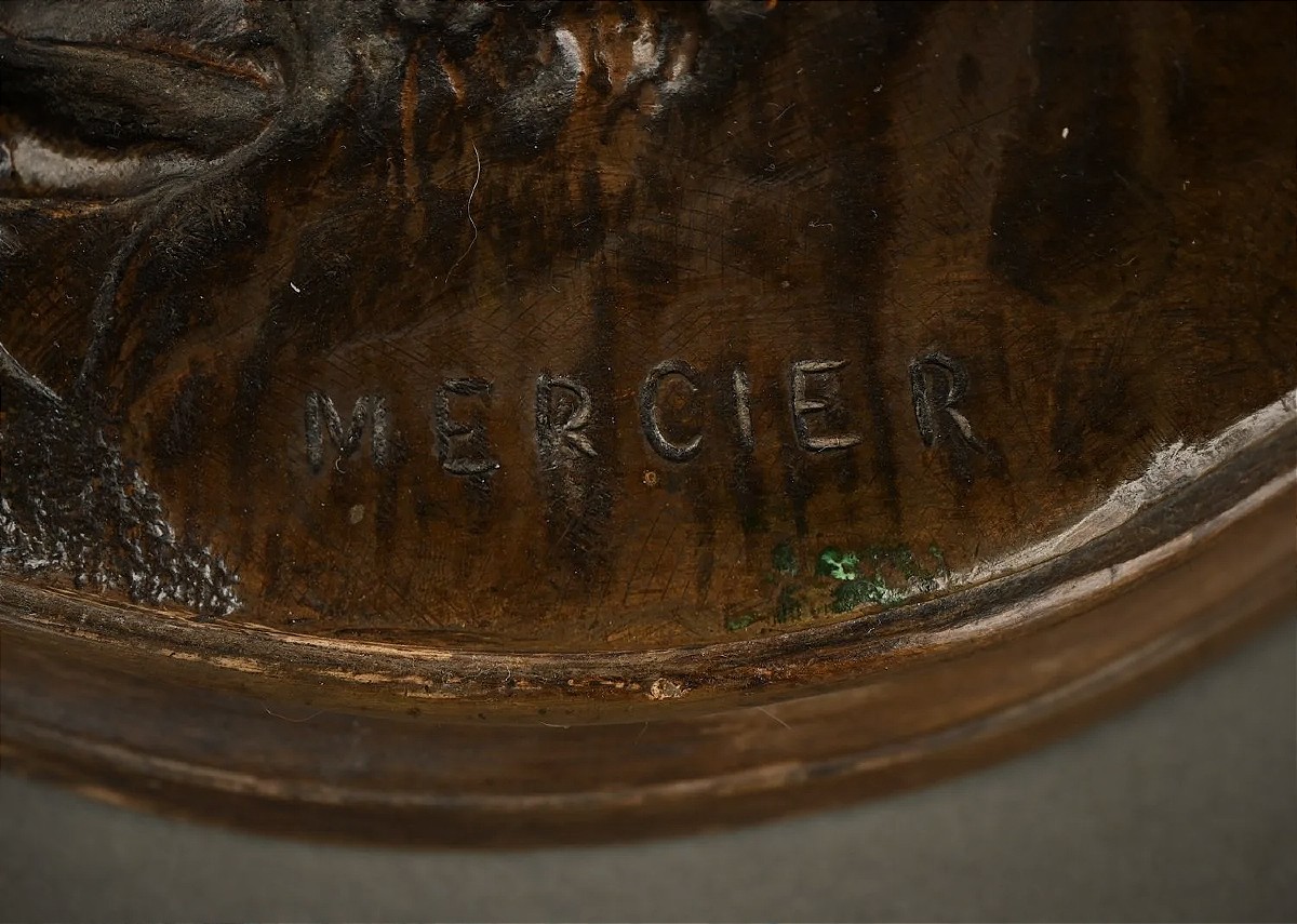 Leda e il cigno, bronzo firmato Mercier. Fine XIX secolo-photo-4