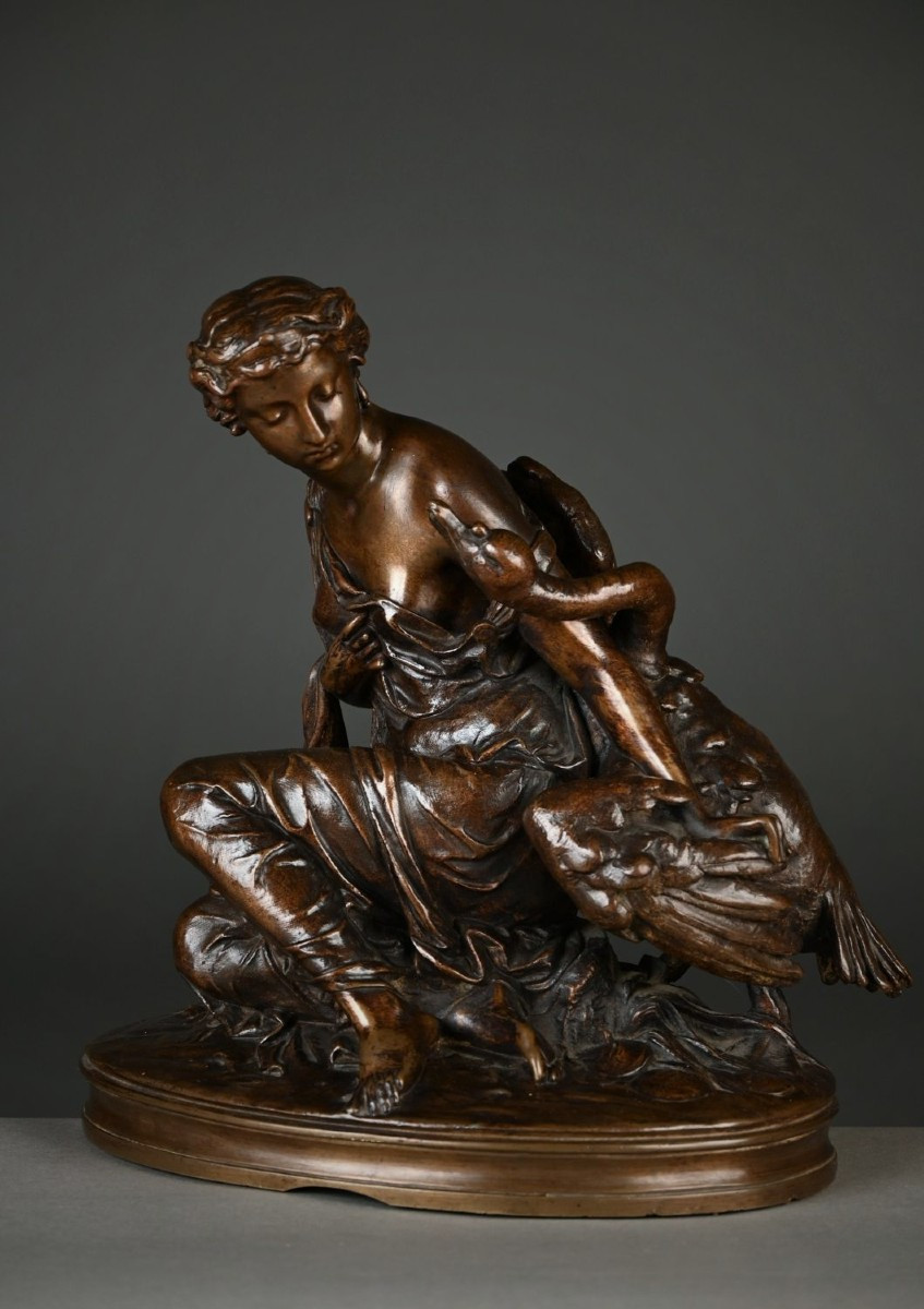 Leda e il cigno, bronzo firmato Mercier. Fine XIX secolo