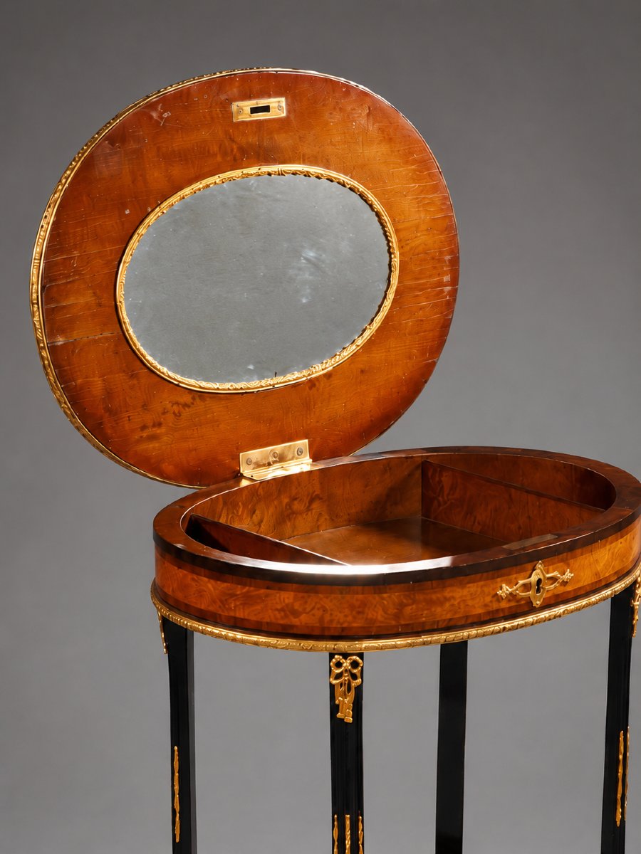 Toilette Da Centro In Stile Napoleone III, Mogano, Marqueterie E Bronzi Dorati, Fine XIX Secolo-photo-4