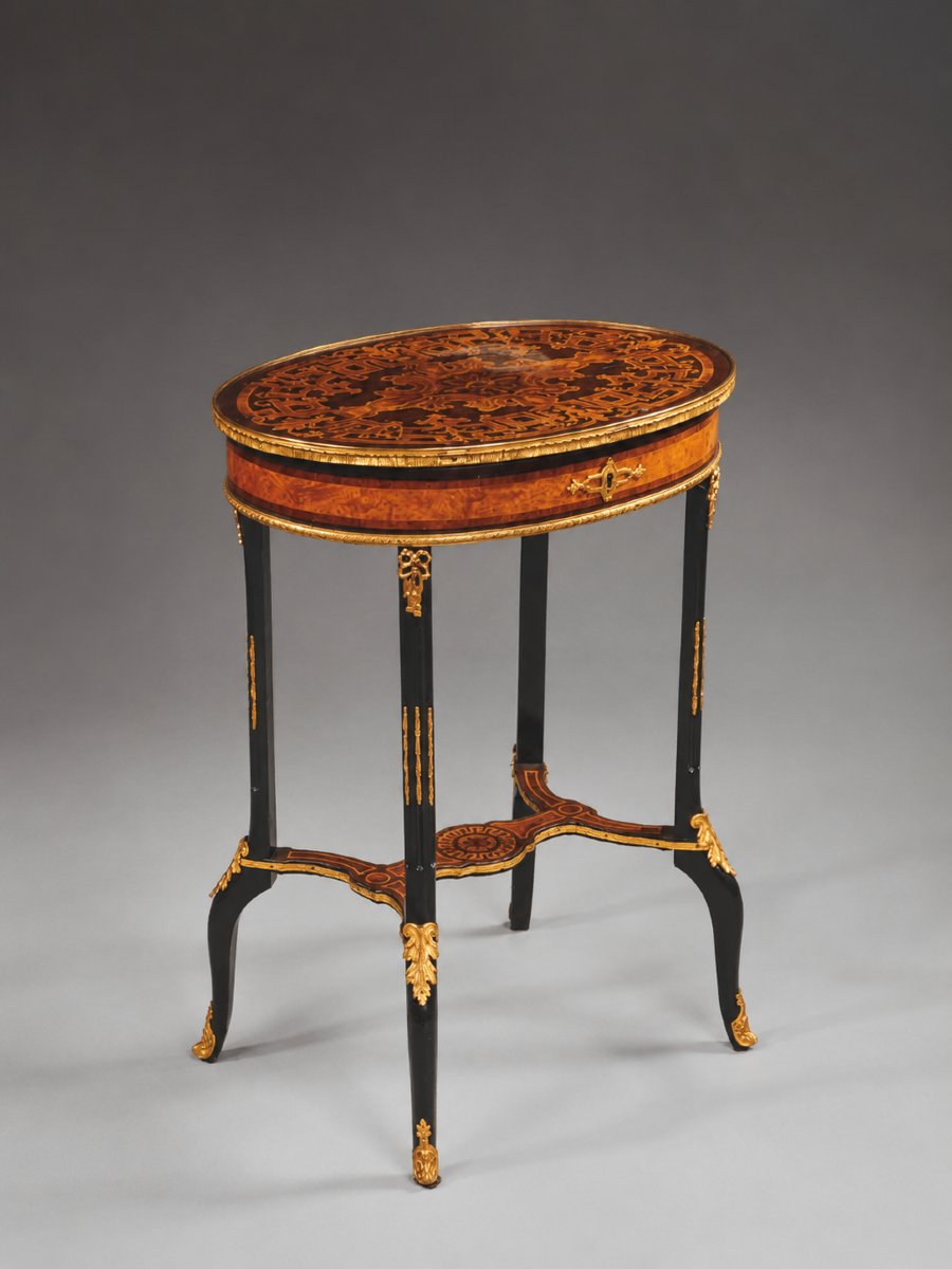 Toilette Da Centro In Stile Napoleone III, Mogano, Marqueterie E Bronzi Dorati, Fine XIX Secolo