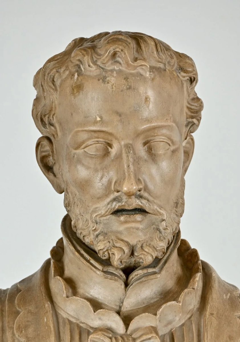 Grande scultura lignea di santo gesuita, firmata Th. Koob, Anversa, XIX secolo-photo-4