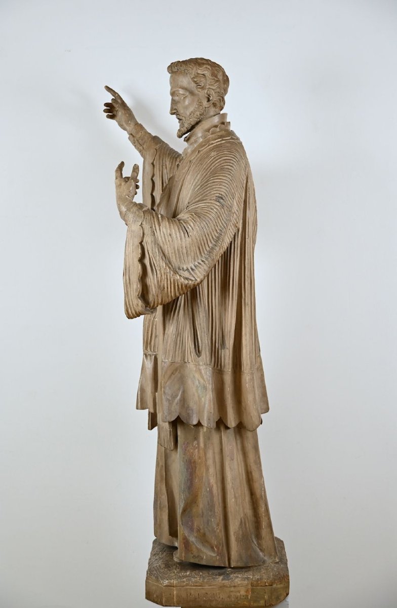 Grande scultura lignea di santo gesuita, firmata Th. Koob, Anversa, XIX secolo-photo-1