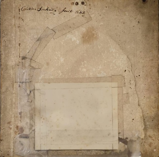 San Giuseppe con Gesù Bambino, dipinto sottovetro, cornice in legno dorato, 1842-photo-2