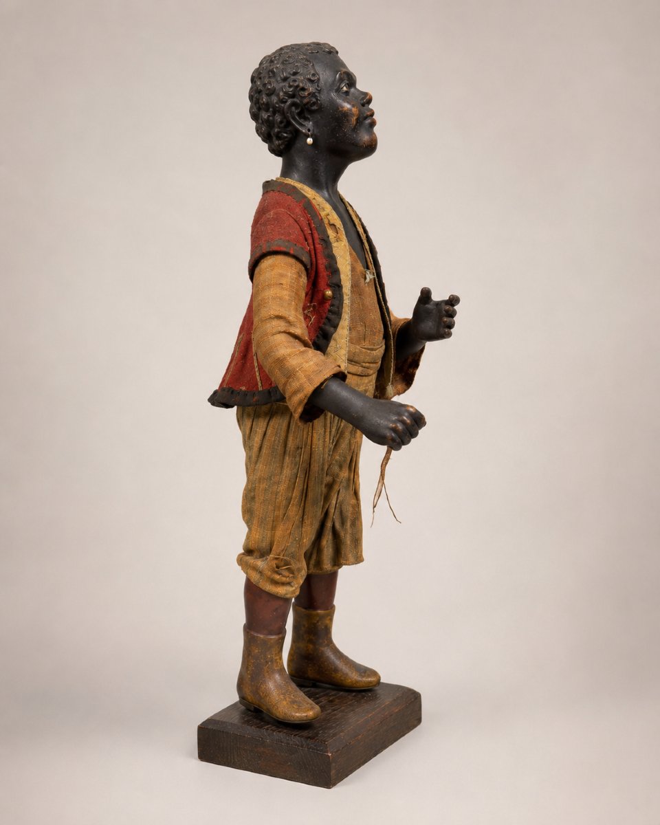 Giovane moro "Blackamoor" in legno laccato e stoffa, XIX secolo-photo-2