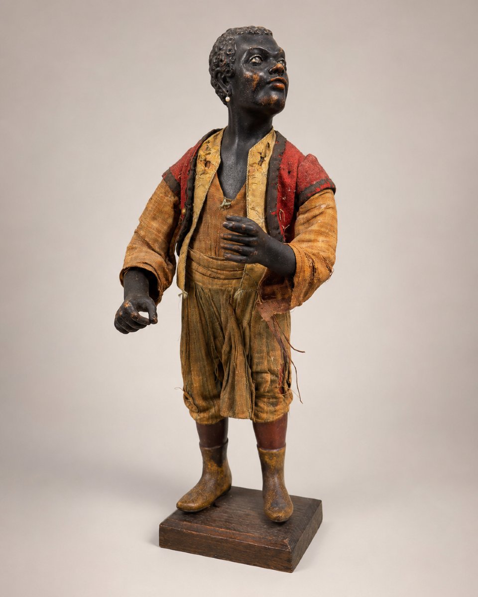 Giovane moro "Blackamoor" in legno laccato e stoffa, XIX secolo-photo-3
