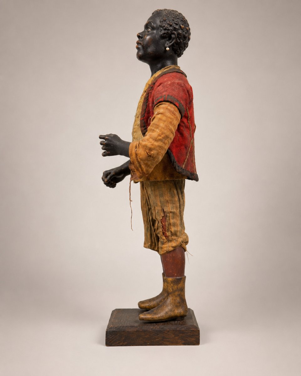 Giovane moro "Blackamoor" in legno laccato e stoffa, XIX secolo-photo-1