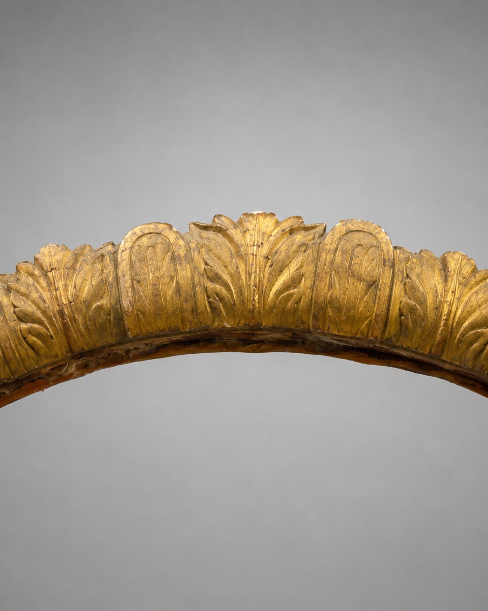 Grande cornice architettonica in legno intagliato e dorato, Italia,  XIX secolo-photo-3